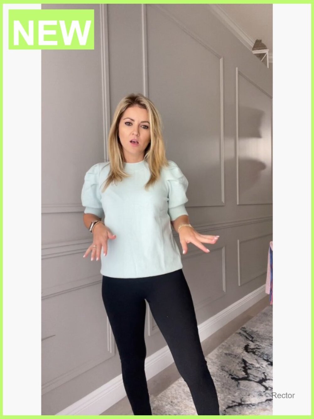 Puff Short Sleeve Knit Crew Neck Sweater Top Casual Pullover - Picture 7 of 7